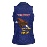 American Samoa Heart Tribal Personalized Women Sleeveless Polo Shirt Polynesian Patterns