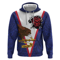 American Samoa Heart Tribal Personalized Zip Hoodie Polynesian Patterns LT9 Pullover Hoodie Blue - Polynesian Pride
