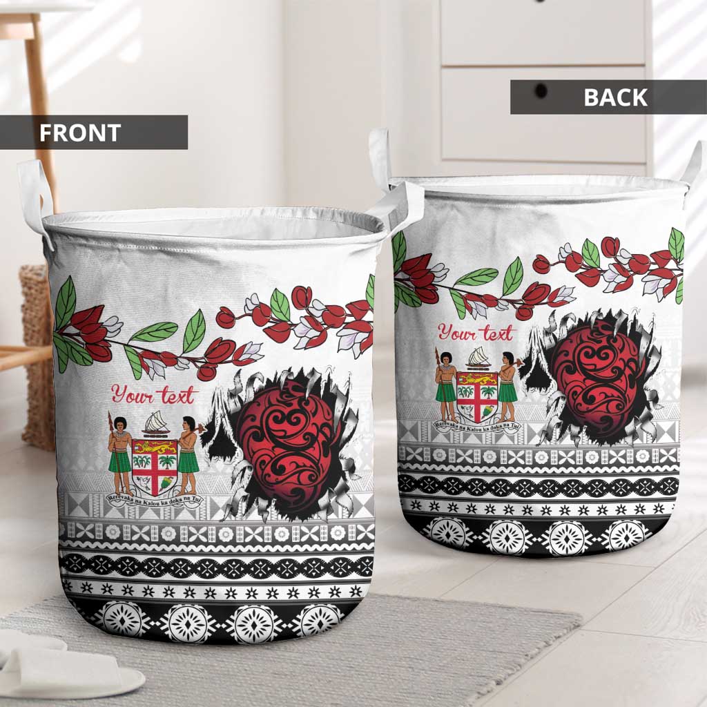 Fiji Heart Tribal Personalised Laundry Basket Polynesian Patterns