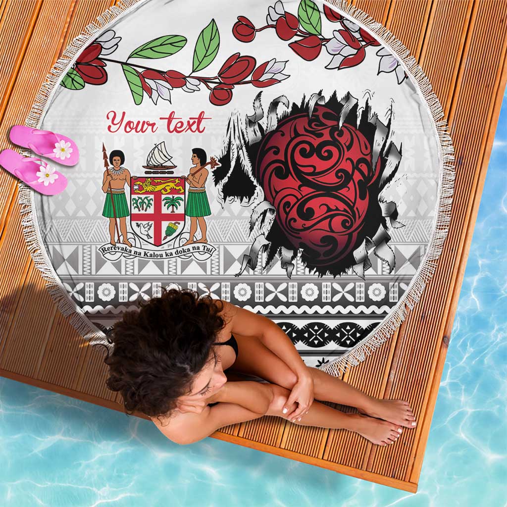 Fiji Heart Tribal Personalised Beach Blanket Polynesian Patterns