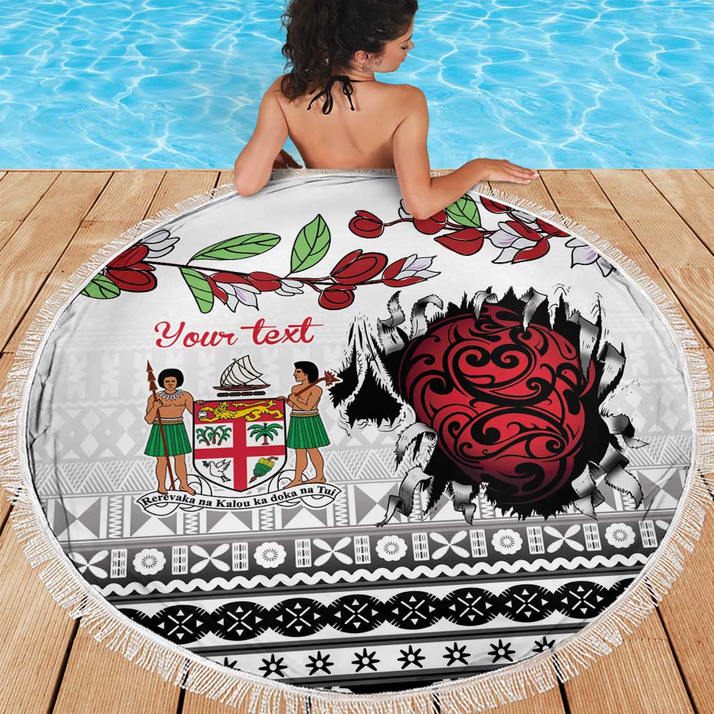 Fiji Heart Tribal Personalised Beach Blanket Polynesian Patterns