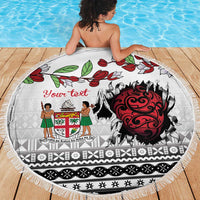Fiji Heart Tribal Personalised Beach Blanket Polynesian Patterns
