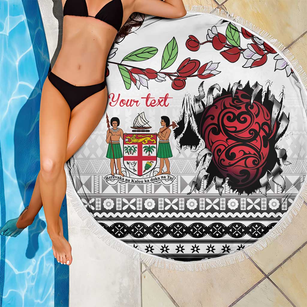 Fiji Heart Tribal Personalised Beach Blanket Polynesian Patterns