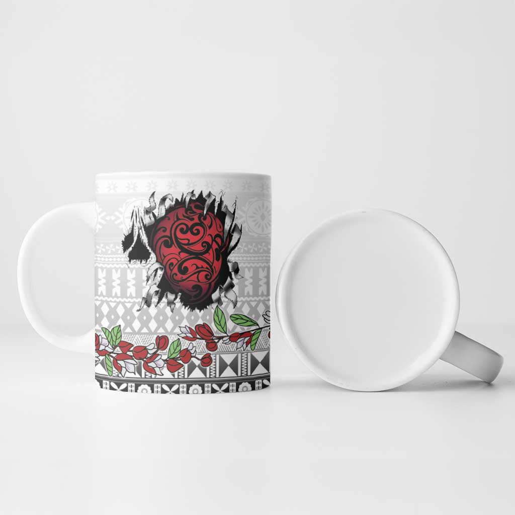 Fiji Heart Tribal Personalised Ceramic Mug Polynesian Patterns