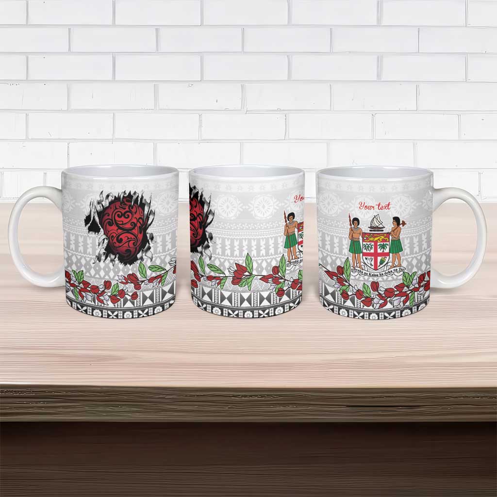Fiji Heart Tribal Personalised Ceramic Mug Polynesian Patterns
