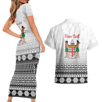 Fiji Heart Tribal Personalised Couples Matching Short Sleeve Bodycon Dress and Hawaiian Shirt Polynesian Patterns LT9 - Polynesian Pride