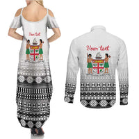 Fiji Heart Tribal Personalised Couples Matching Summer Maxi Dress and Long Sleeve Button Shirt Polynesian Patterns LT9 - Polynesian Pride