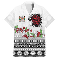 Fiji Heart Tribal Personalised Family Matching Mermaid Dress and Hawaiian Shirt Polynesian Patterns LT9 Dad's Shirt - Short Sleeve White - Polynesian Pride