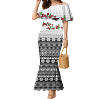Fiji Heart Tribal Personalised Family Matching Mermaid Dress and Hawaiian Shirt Polynesian Patterns LT9 Mom's Dress White - Polynesian Pride