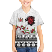 Fiji Heart Tribal Personalised Family Matching Short Sleeve Bodycon Dress and Hawaiian Shirt Polynesian Patterns LT9 Son's Shirt White - Polynesian Pride