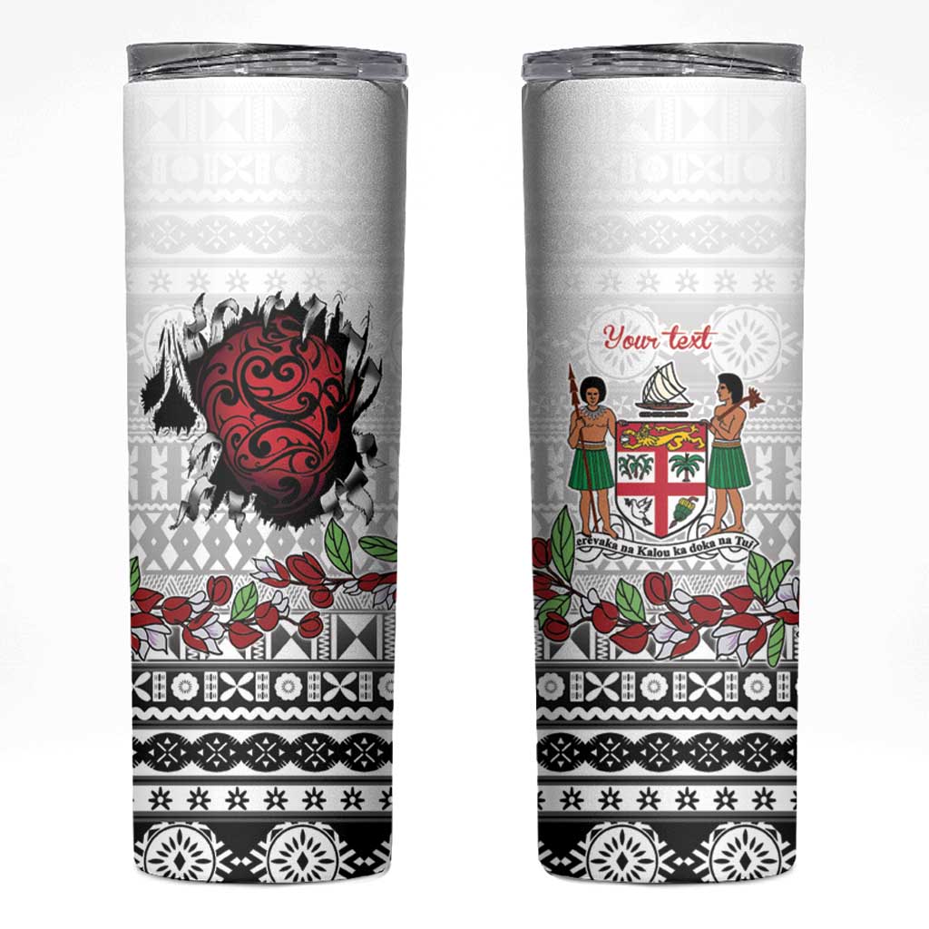 Fiji Heart Tribal Personalised Skinny Tumbler Polynesian Patterns LT9 White - Polynesian Pride