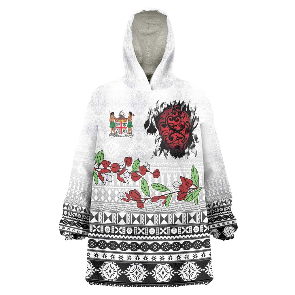 Fiji Heart Tribal Personalised Wearable Blanket Hoodie Polynesian Patterns