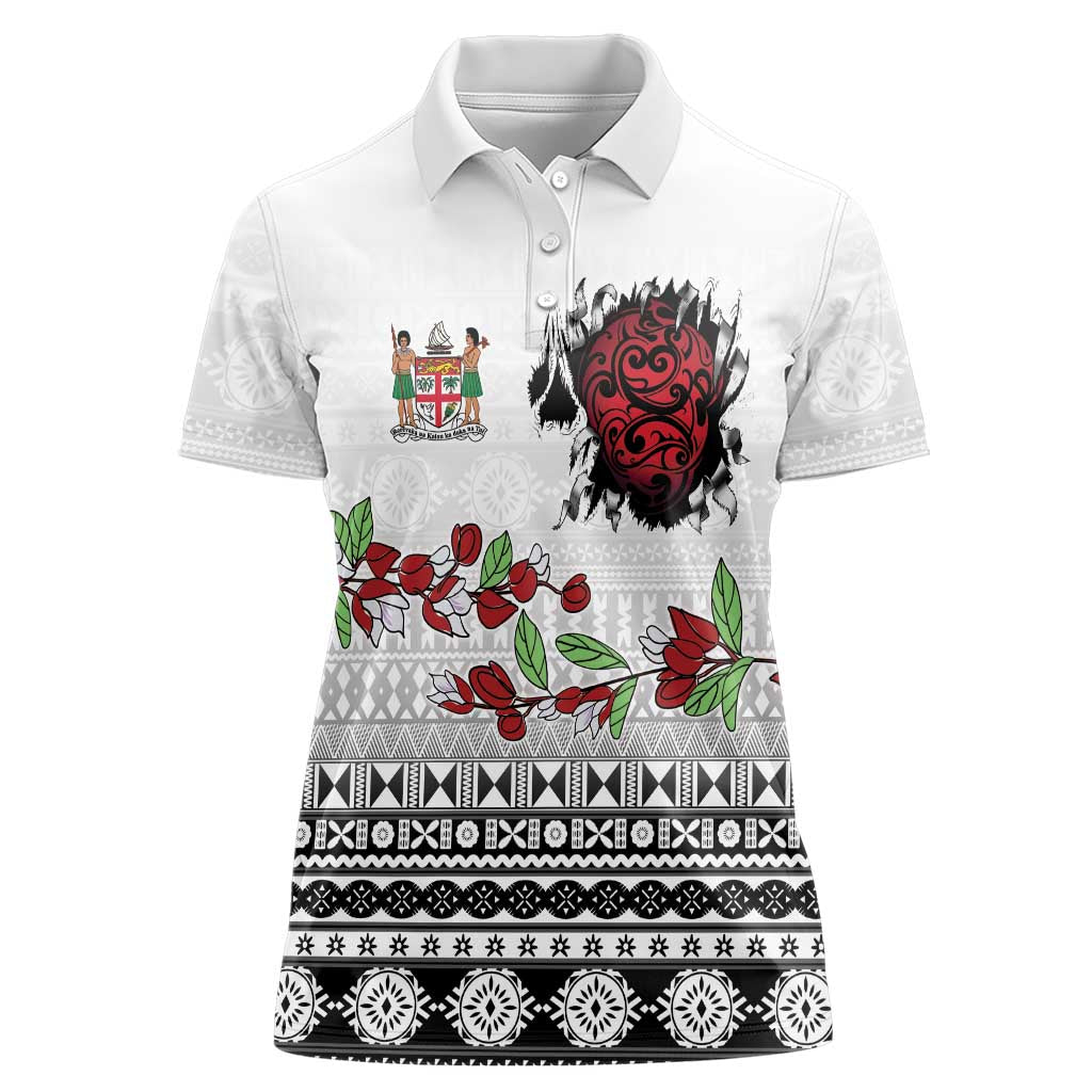 Fiji Heart Tribal Personalised Women Polo Shirt Polynesian Patterns
