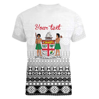 Fiji Heart Tribal Personalised Women V-Neck T-Shirt Polynesian Patterns
