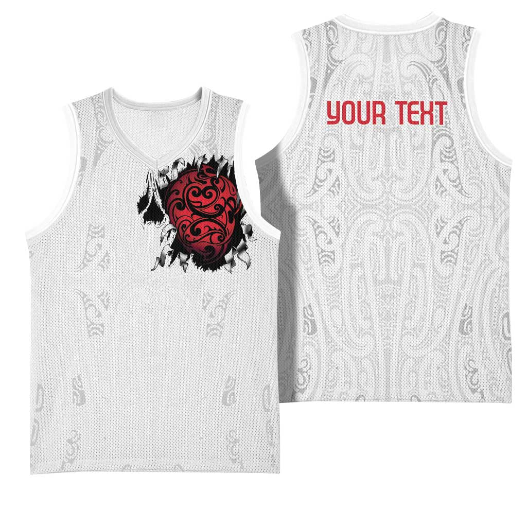 New Zealand Maori Heart Tribal Personalised Basketball Jersey Polynesian Patterns