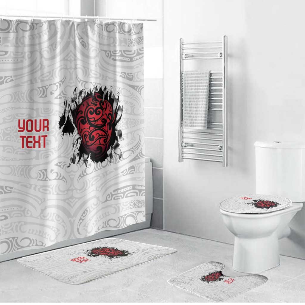 New Zealand Maori Heart Tribal Personalised Bathroom Set Polynesian Patterns