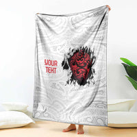New Zealand Maori Heart Tribal Personalised Blanket Polynesian Patterns