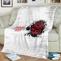 New Zealand Maori Heart Tribal Personalised Blanket Polynesian Patterns
