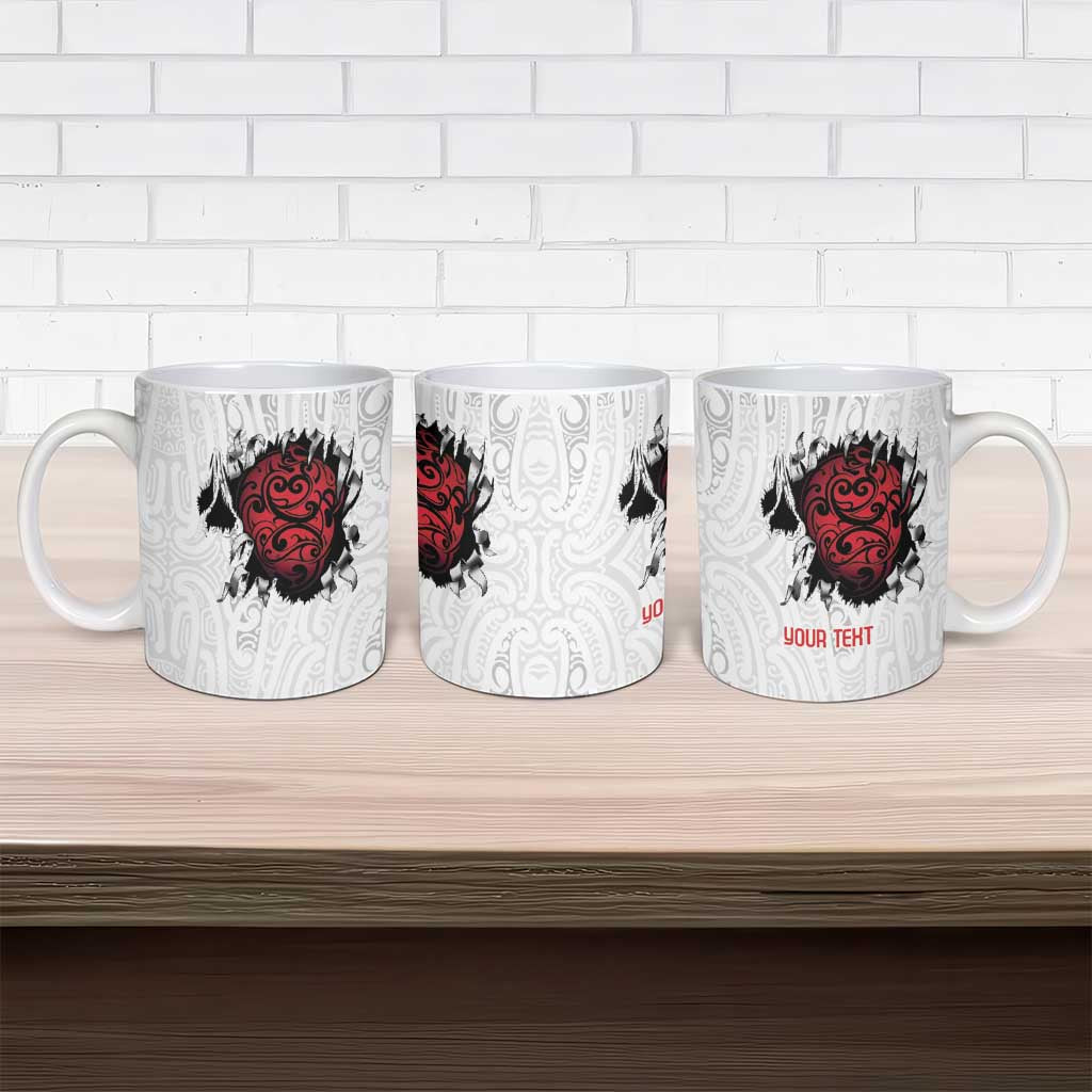 New Zealand Maori Heart Tribal Personalised Ceramic Mug Polynesian Patterns