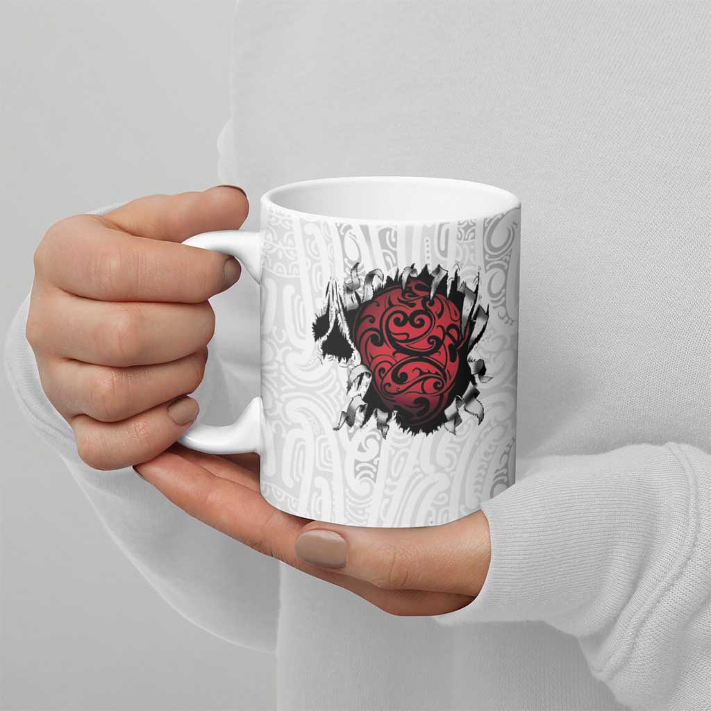 New Zealand Maori Heart Tribal Personalised Ceramic Mug Polynesian Patterns