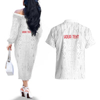 New Zealand Maori Heart Tribal Personalised Couples Matching Off The Shoulder Long Sleeve Dress and Hawaiian Shirt Polynesian Patterns