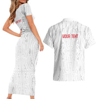 New Zealand Maori Heart Tribal Personalised Couples Matching Short Sleeve Bodycon Dress and Hawaiian Shirt Polynesian Patterns