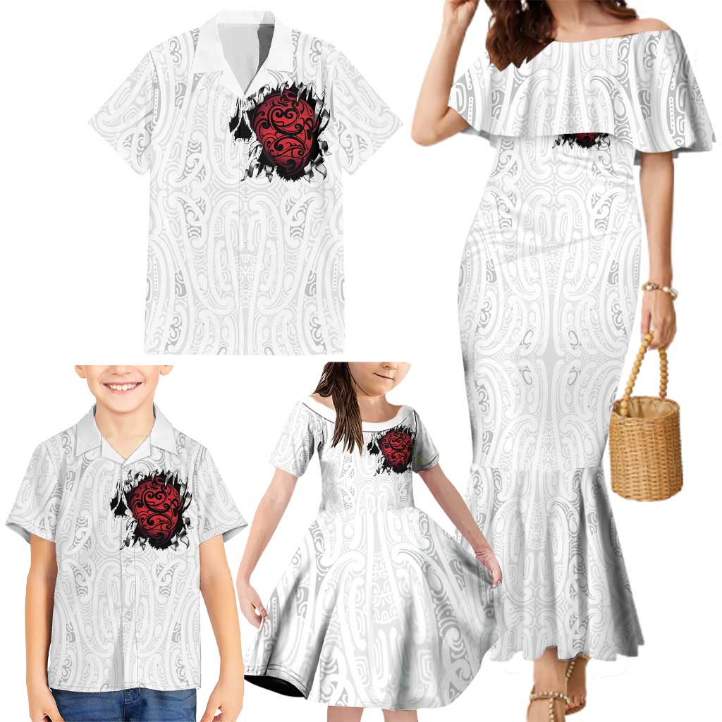 New Zealand Maori Heart Tribal Personalised Family Matching Mermaid Dress and Hawaiian Shirt Polynesian Patterns LT9 - Polynesian Pride