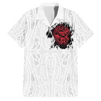 New Zealand Maori Heart Tribal Personalised Family Matching Off The Shoulder Long Sleeve Dress and Hawaiian Shirt Polynesian Patterns LT9 Dad's Shirt - Short Sleeve White - Polynesian Pride