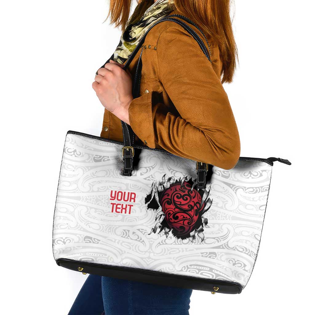 New Zealand Maori Heart Tribal Personalised Leather Tote Bag Polynesian Patterns