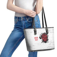 New Zealand Maori Heart Tribal Personalised Leather Tote Bag Polynesian Patterns