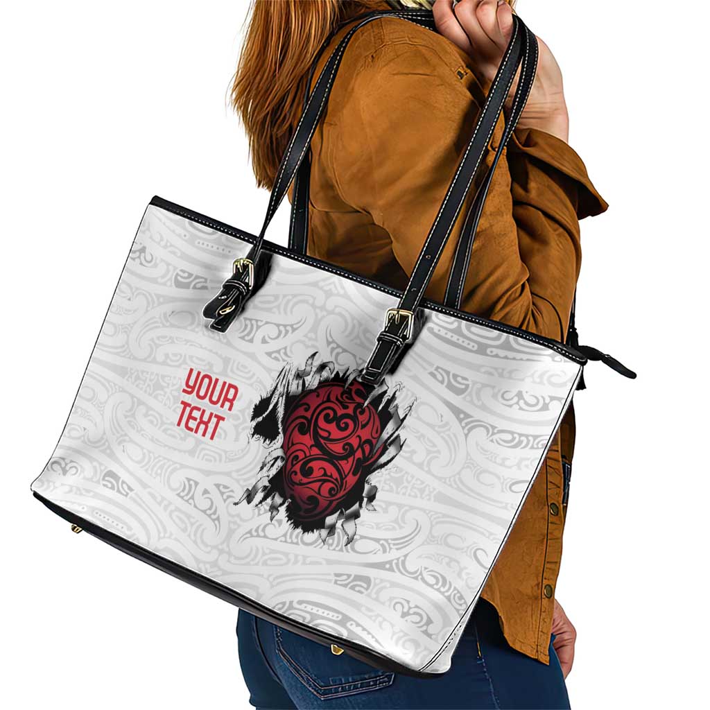 New Zealand Maori Heart Tribal Personalised Leather Tote Bag Polynesian Patterns