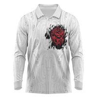 New Zealand Maori Heart Tribal Personalised Long Sleeve Polo Shirt Polynesian Patterns