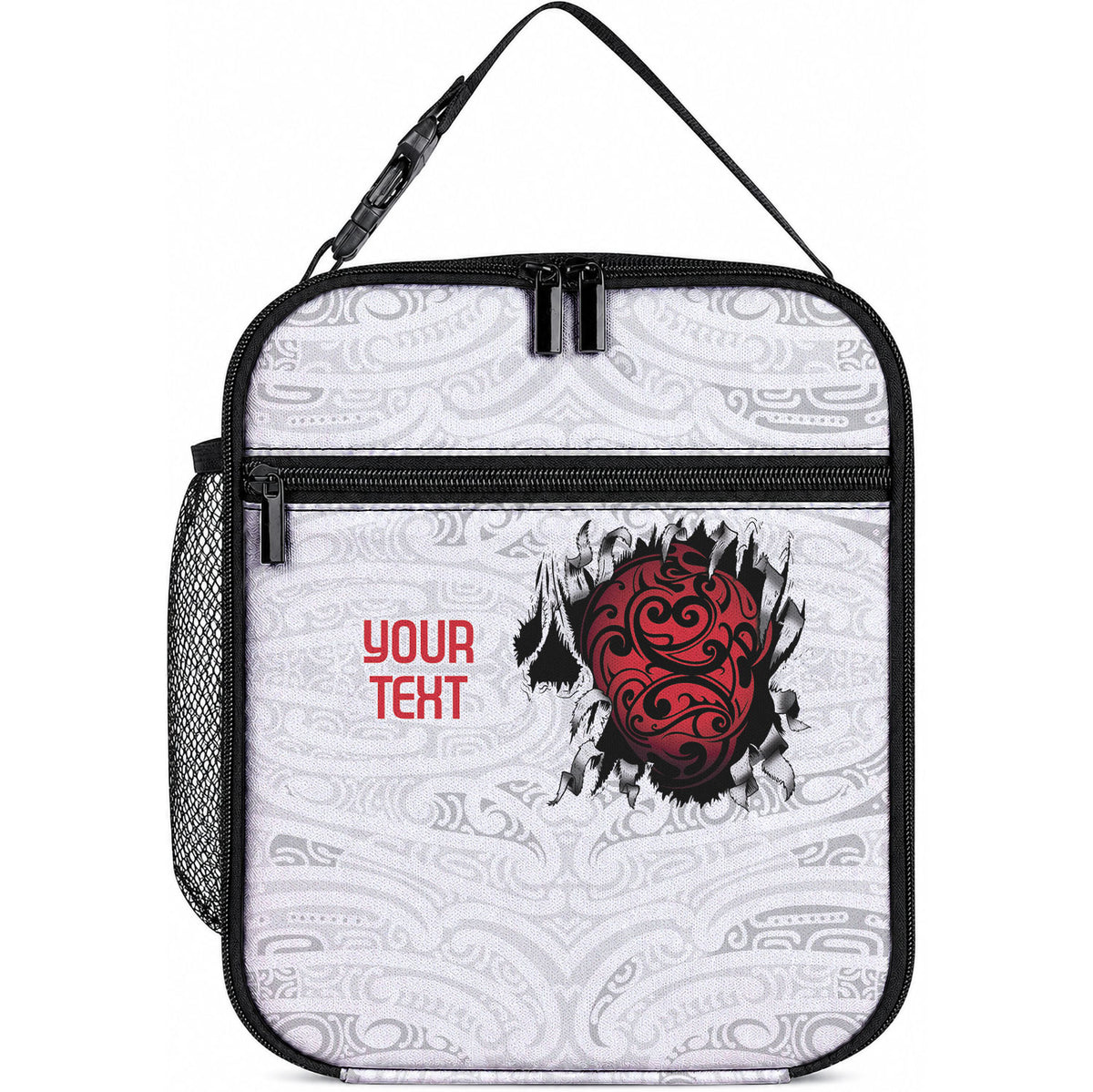 New Zealand Maori Heart Tribal Personalised Lunch Bag Polynesian Patterns LT9 10.2 × 8.3 × 4.3 inch White - Polynesian Pride