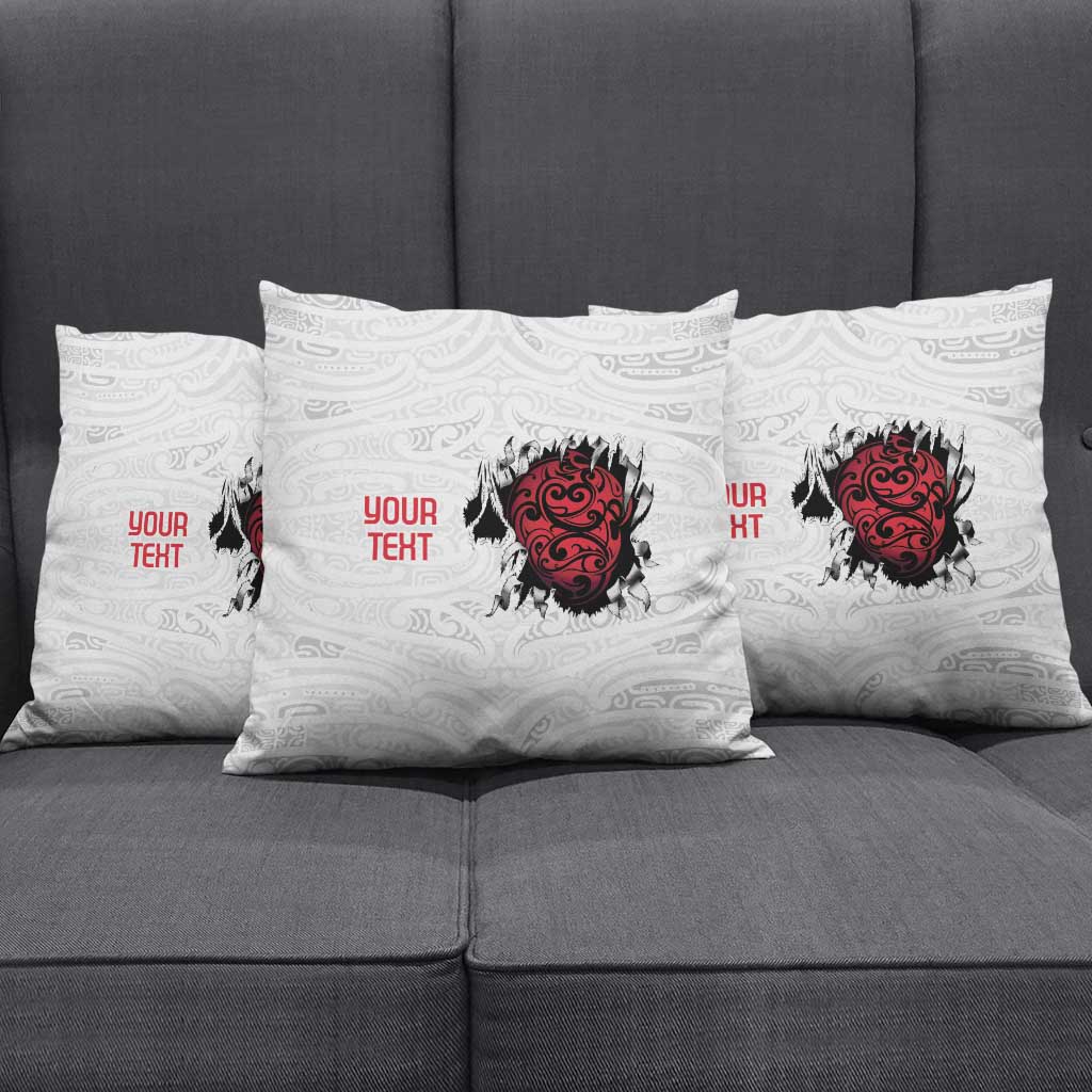 New Zealand Maori Heart Tribal Personalised Pillow Cover Polynesian Patterns