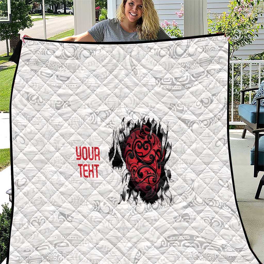 New Zealand Maori Heart Tribal Personalised Quilt Polynesian Patterns