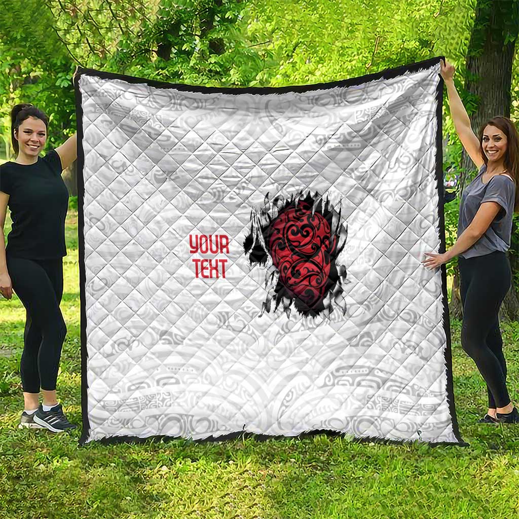 New Zealand Maori Heart Tribal Personalised Quilt Polynesian Patterns