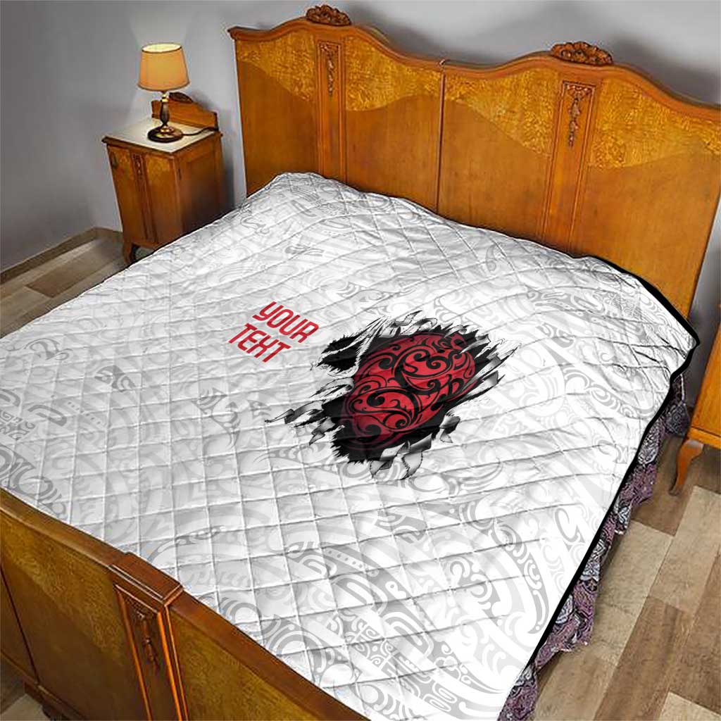 New Zealand Maori Heart Tribal Personalised Quilt Polynesian Patterns
