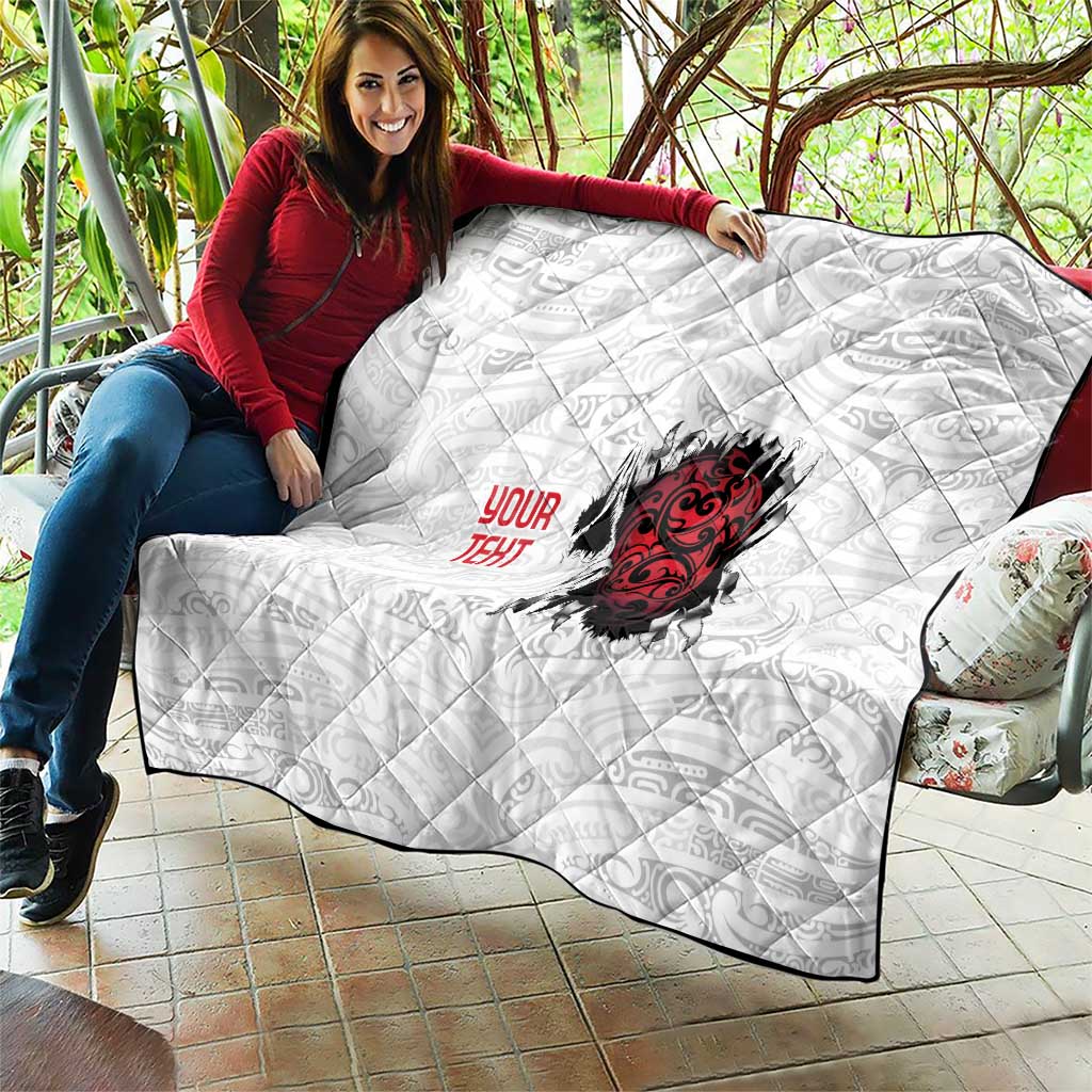 New Zealand Maori Heart Tribal Personalised Quilt Polynesian Patterns