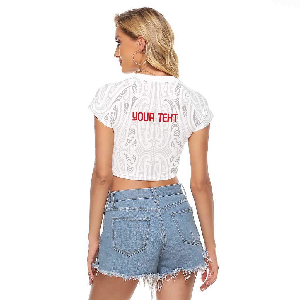 New Zealand Maori Heart Tribal Personalised Raglan Cropped T Shirt Polynesian Patterns