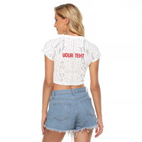 New Zealand Maori Heart Tribal Personalised Raglan Cropped T Shirt Polynesian Patterns