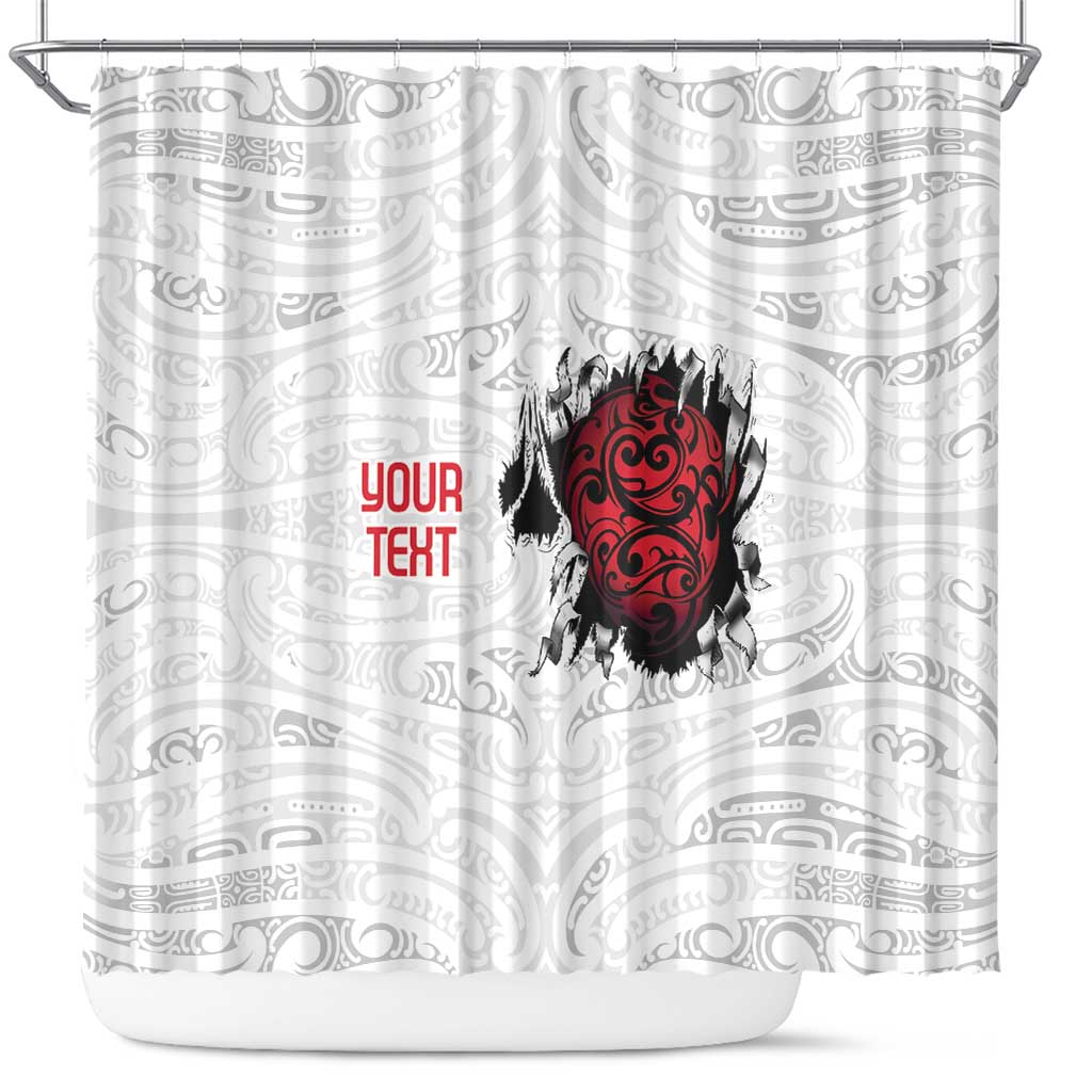 New Zealand Maori Heart Tribal Personalised Shower Curtain Polynesian Patterns LT9 White - Polynesian Pride