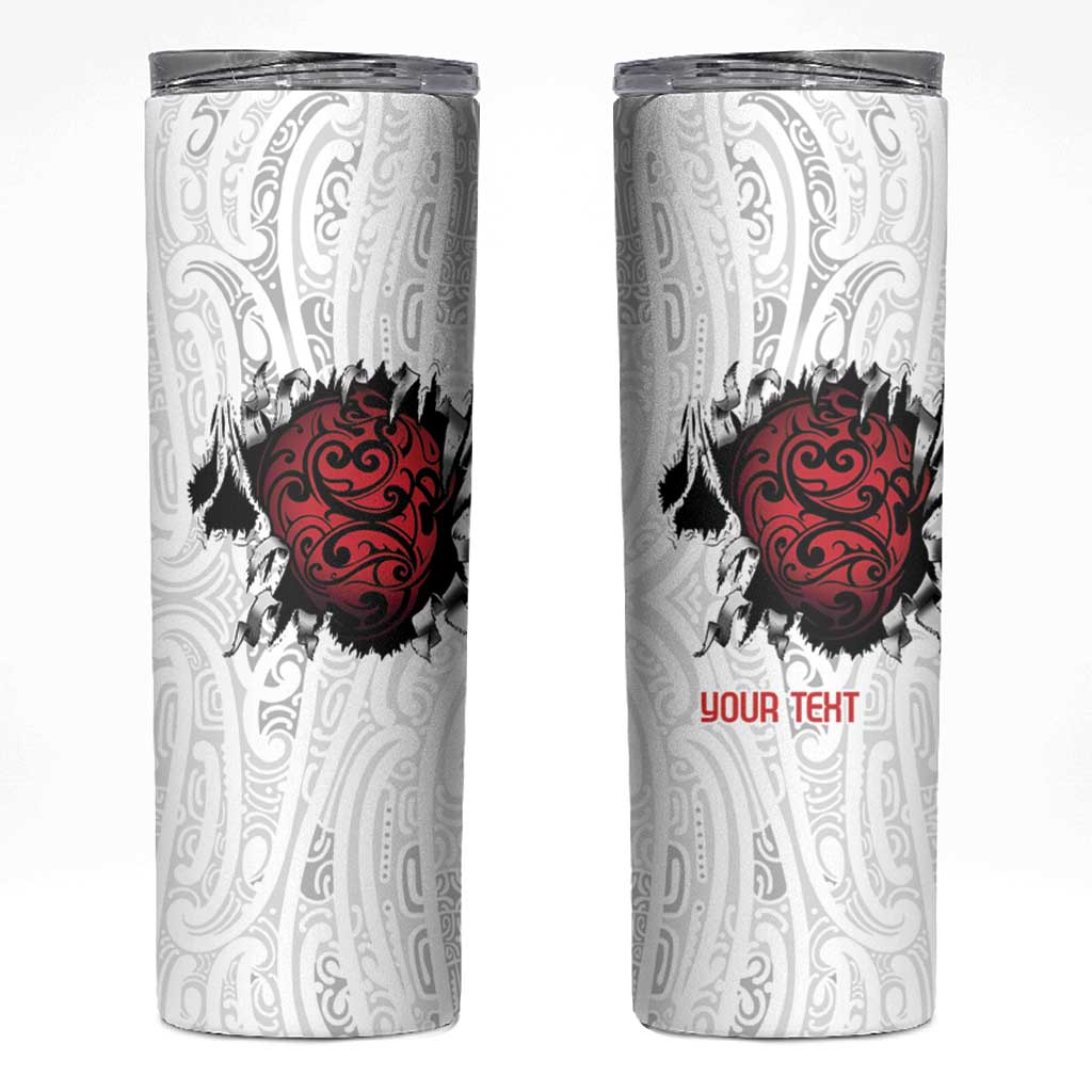 New Zealand Maori Heart Tribal Personalised Skinny Tumbler Polynesian Patterns LT9 White - Polynesian Pride