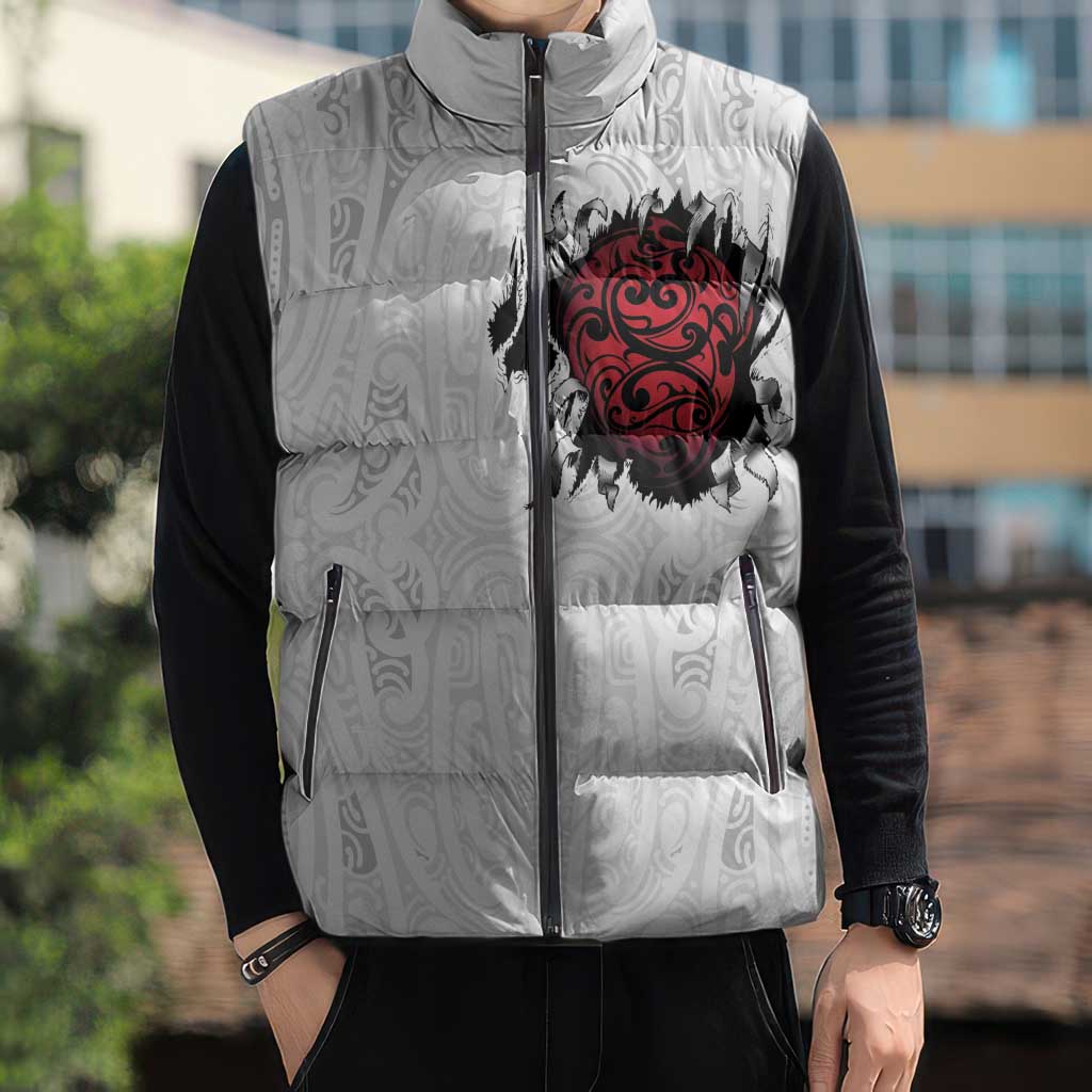 New Zealand Maori Heart Tribal Personalised Sleeveless Puffer Jacket Polynesian Patterns