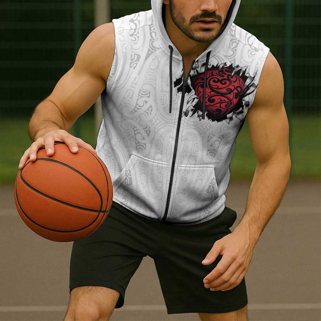 New Zealand Maori Heart Tribal Personalised Sleeveless Zip Hoodie Polynesian Patterns LT9 - Polynesian Pride