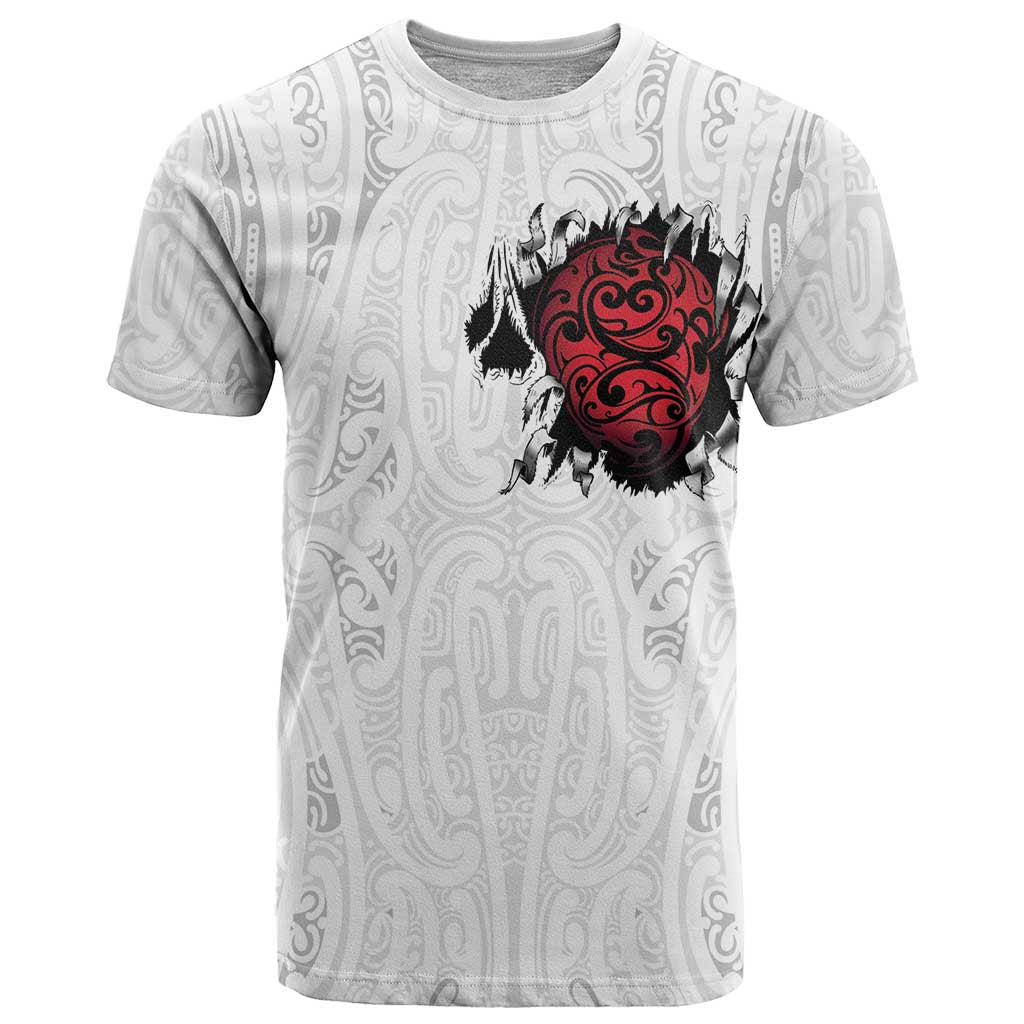 New Zealand Maori Heart Tribal Personalised T Shirt Polynesian Patterns LT9 White - Polynesian Pride