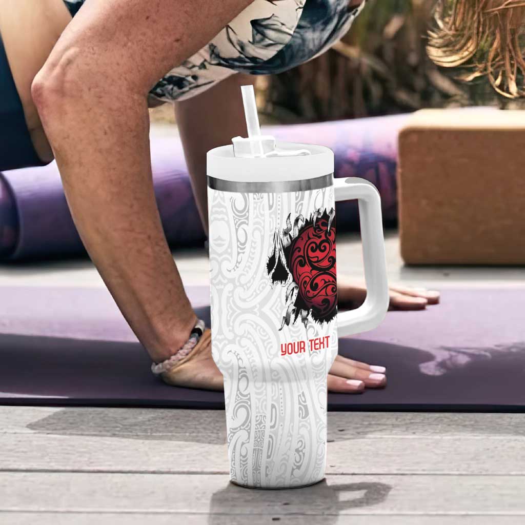 New Zealand Maori Heart Tribal Personalised Tumbler With Handle Polynesian Patterns