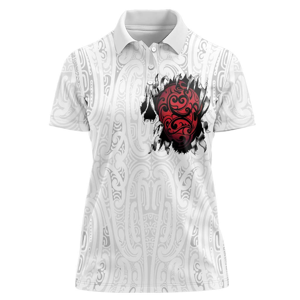 New Zealand Maori Heart Tribal Personalised Women Polo Shirt Polynesian Patterns