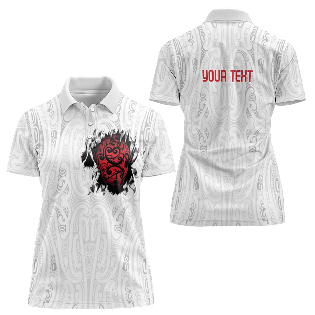 New Zealand Maori Heart Tribal Personalised Women Polo Shirt Polynesian Patterns