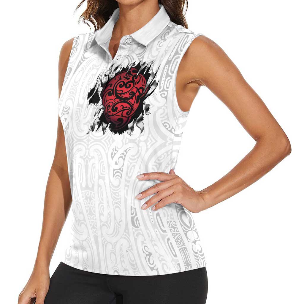 New Zealand Maori Heart Tribal Personalised Women Sleeveless Polo Shirt Polynesian Patterns
