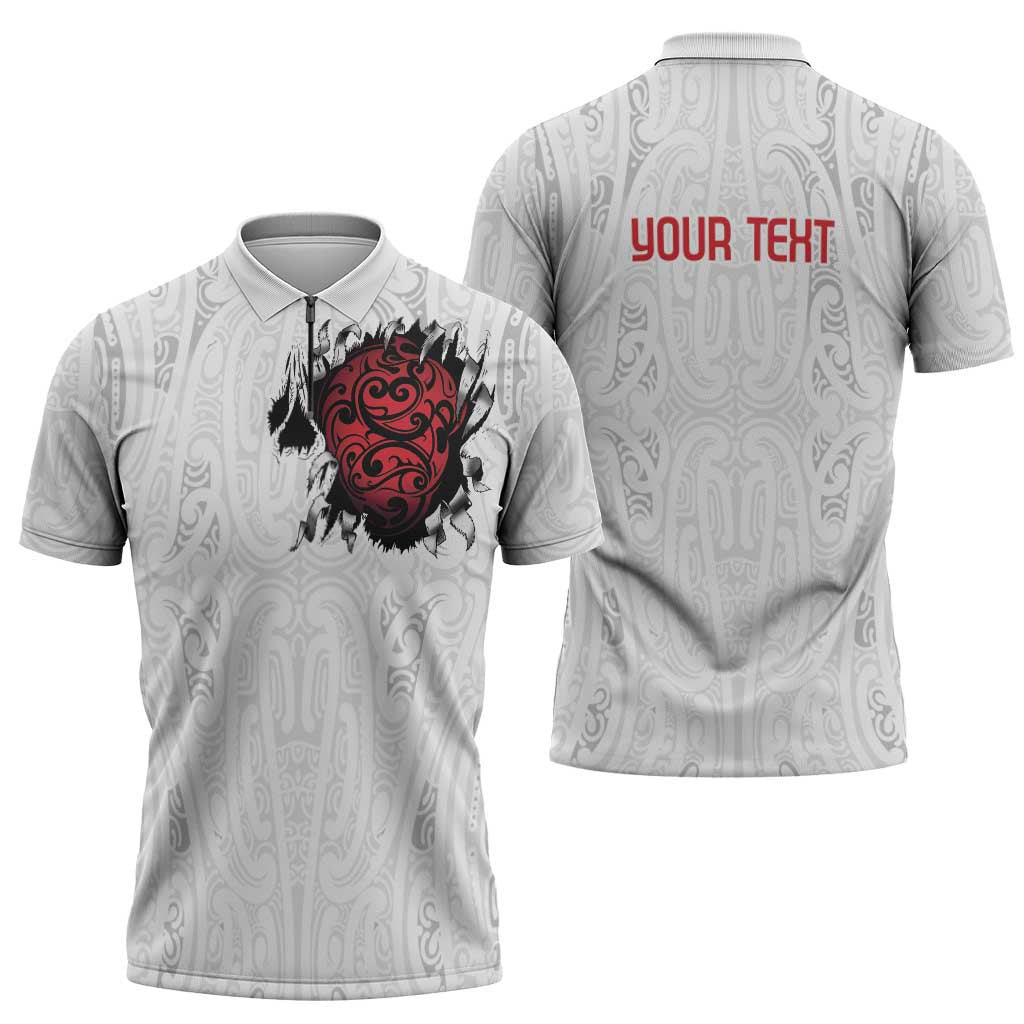 New Zealand Maori Heart Tribal Personalised Zipper Polo Shirt Polynesian Patterns